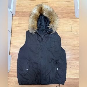 Sean John Black Vest with Fur Hood